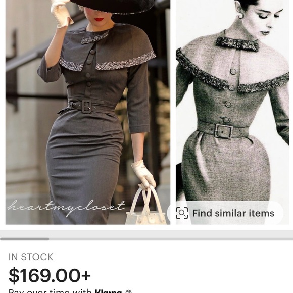 Custom Pinup Grey Dress w Cape by HMC - Picture 2 of 8